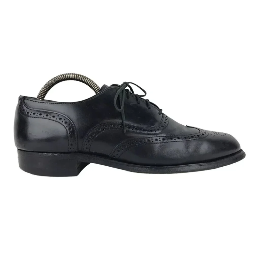 Unbranded Mens Black‎ Leather Almond Toe Lace Up Oxford Dress Shoes Size US 7.5